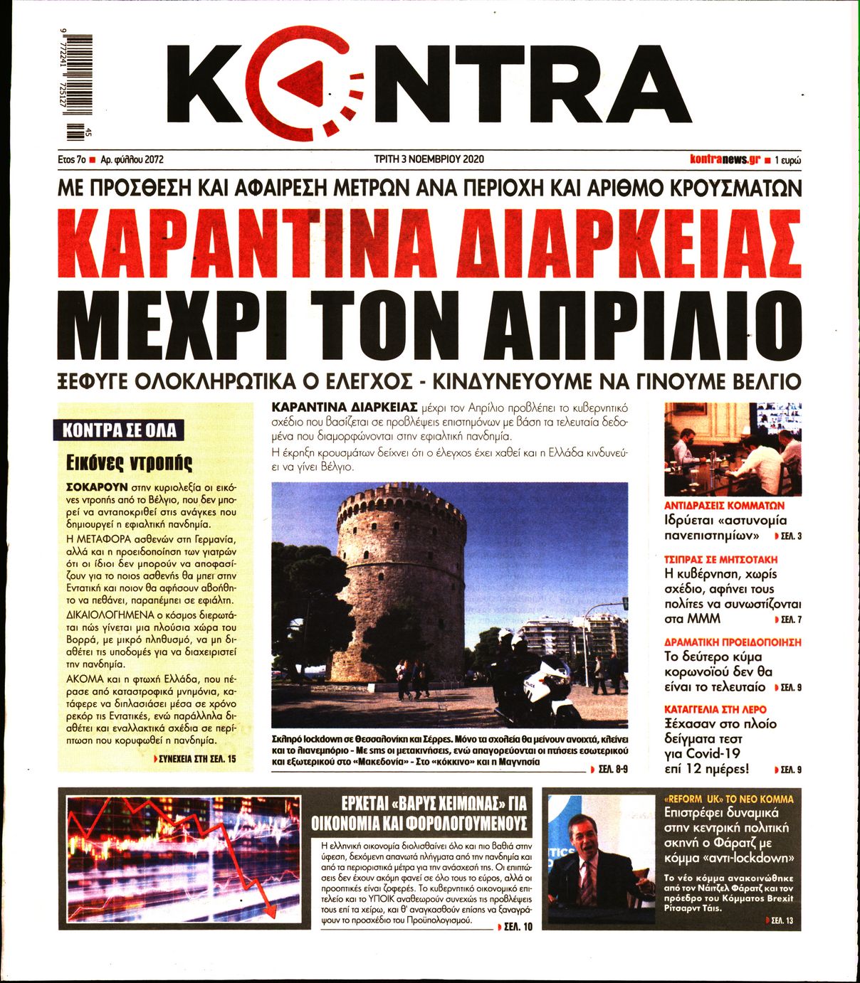 Εξώφυλο εφημερίδας KONTRA NEWS 2020-11-03