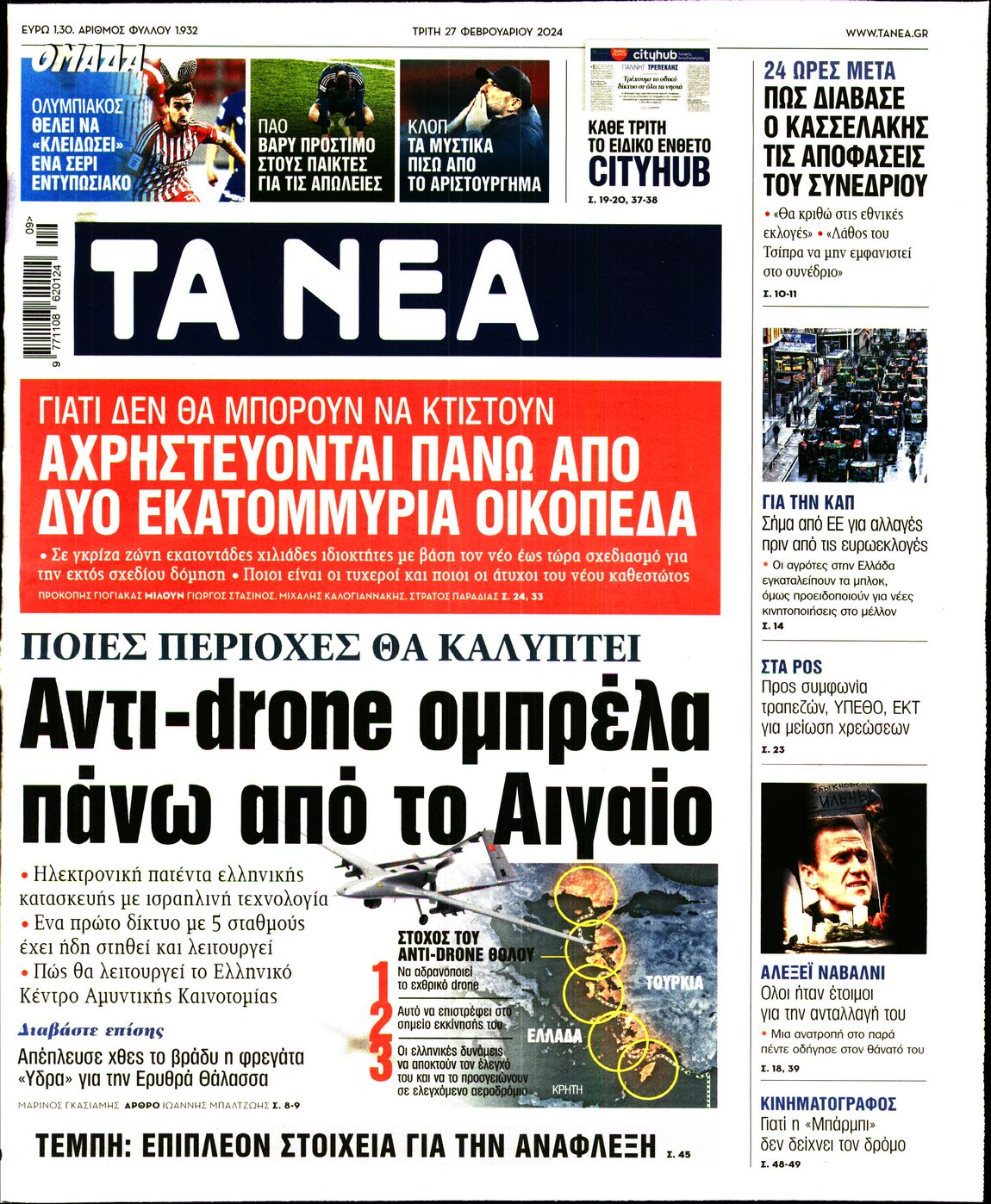 Εξώφυλο εφημερίδας ΤΑ ΝΕΑ 2024-02-27