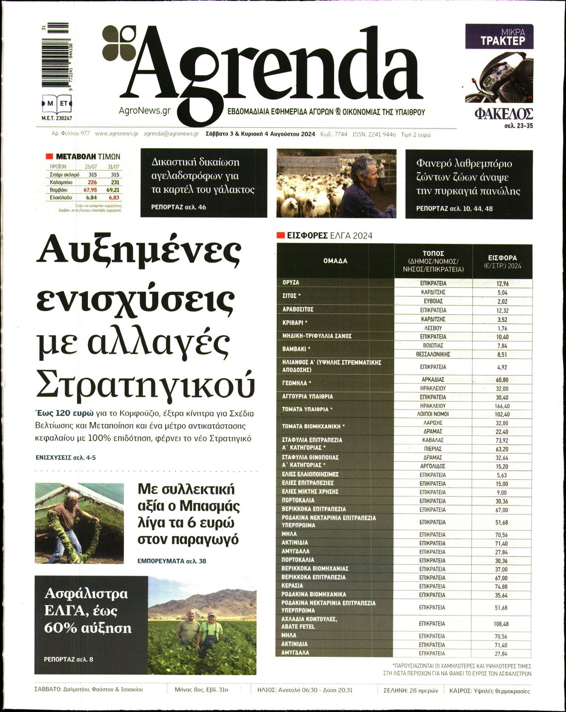 Εξώφυλο εφημερίδας AGRENDA 2024-08-03