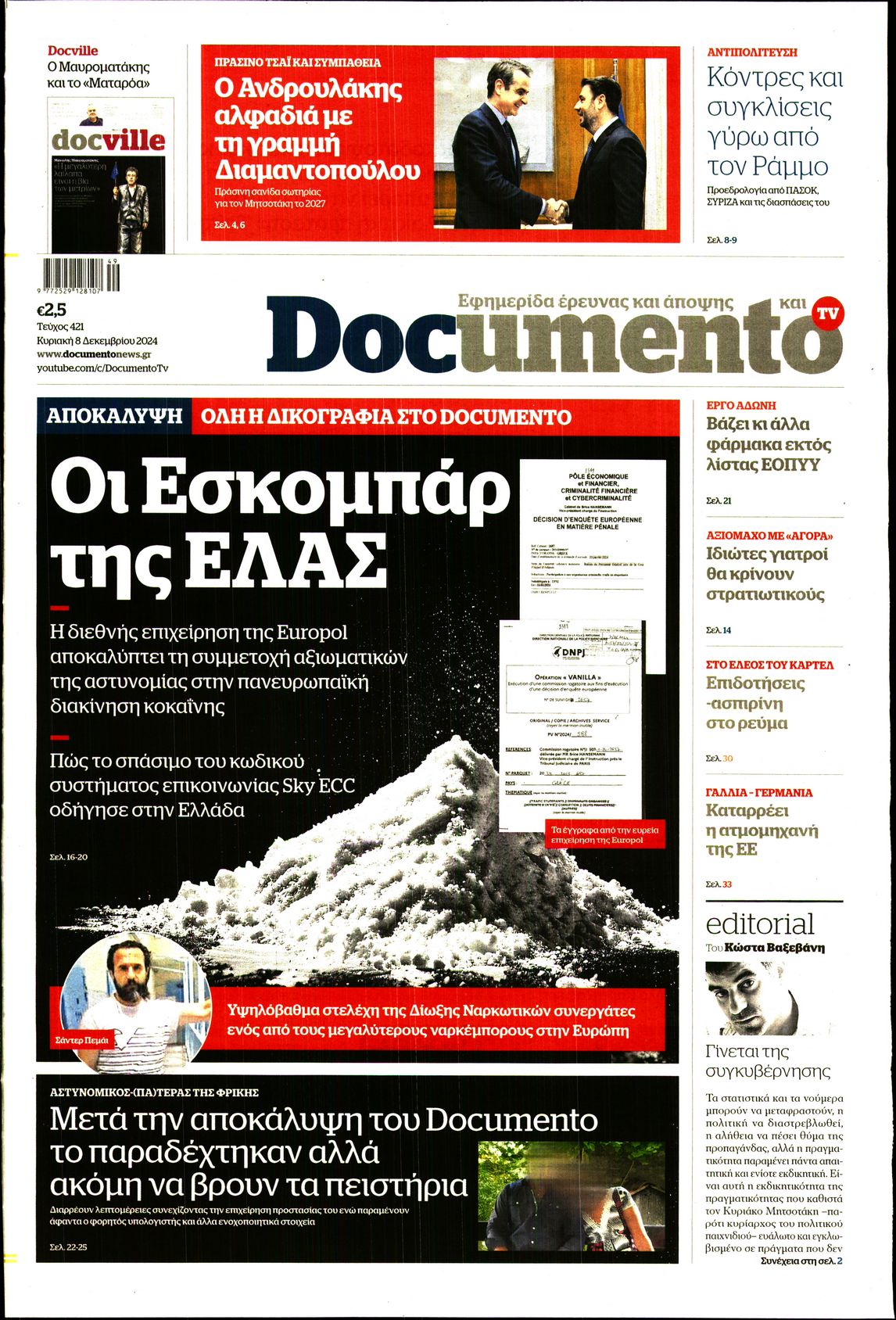 Εξώφυλο εφημερίδας DOCUMENTO 2024-12-08