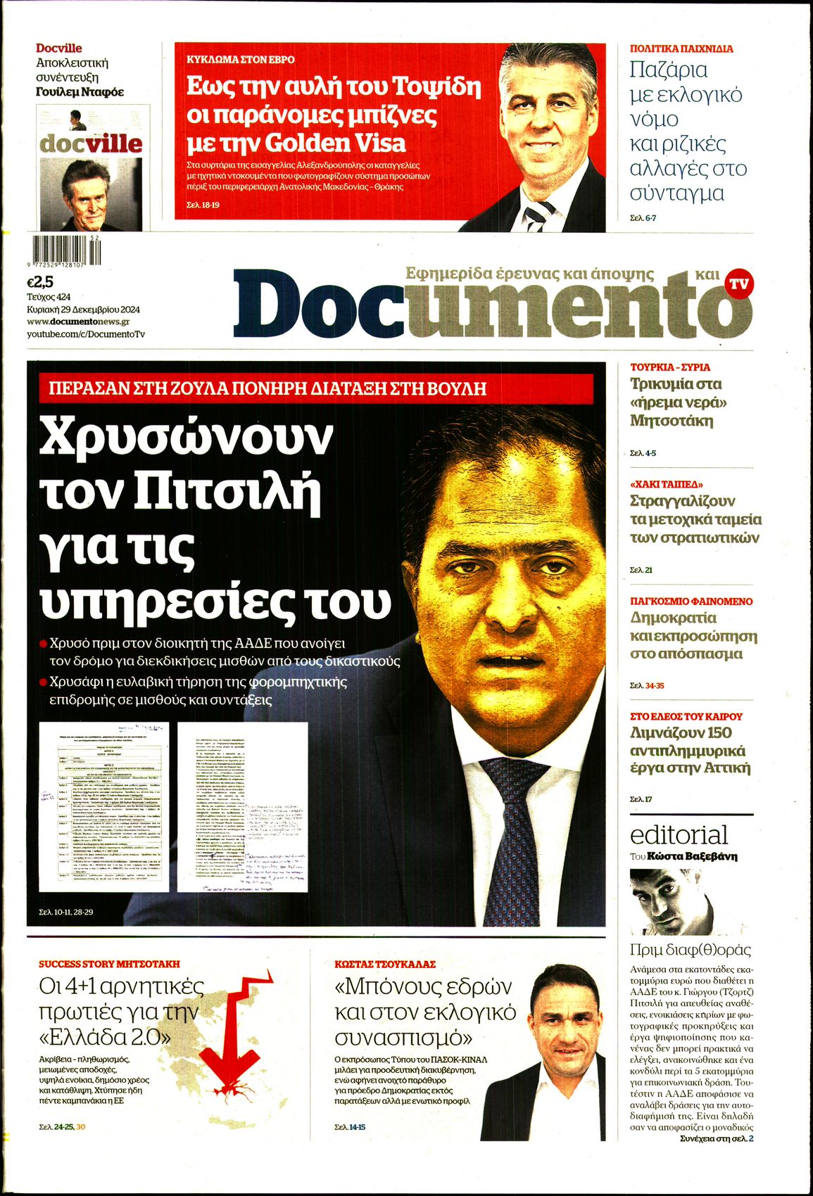 Εξώφυλο εφημερίδας DOCUMENTO 2024-12-29