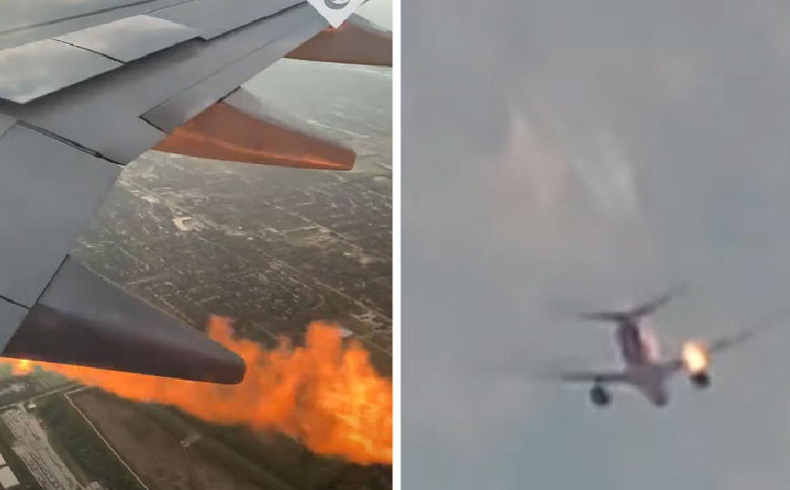 The terrifying moment a plane engine catches fire in the Texas sky ...