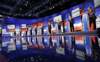 Ten Republican 2016 U.S. presidential candidates debate at the first official Republican presidential candidates debate of the 2016 U.S. presidential campaign in Cleveland