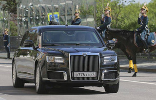 One of Russia’s new Presidential limousine is driven during the inauguration ceremony of Vladimir Putin, in Moscow, Russia, Monday, May 7, 2018. Putin took the oath of office for his fourth term as Russian president on Monday and promised to pursue an economic agenda that would boost living standards across the country. (Sergei Savostyanov, Sputnik, Kremlin Pool Photo via AP)